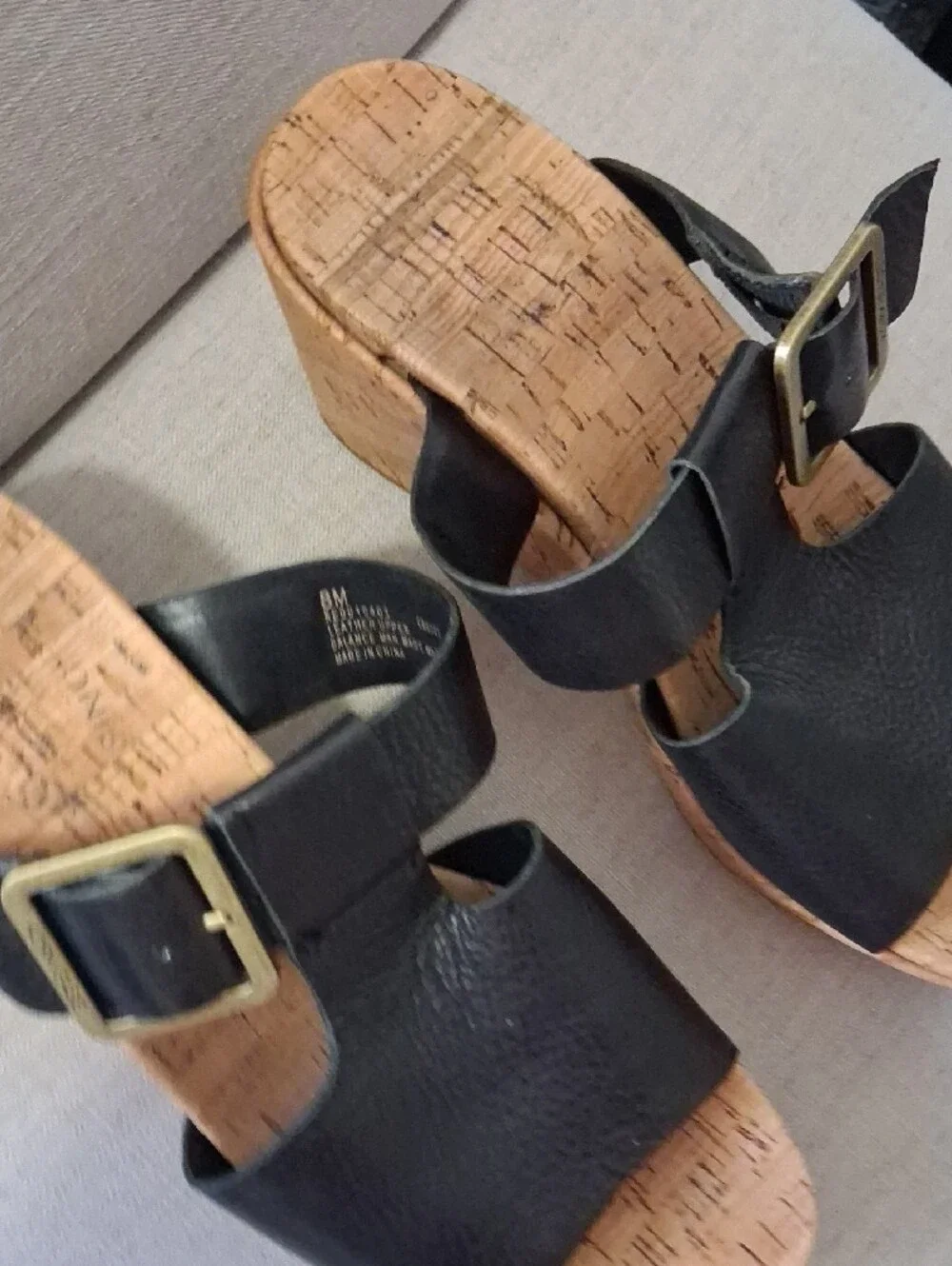 Kork-Ease Kids Black Cork Slide Sandals with Buckle Accent